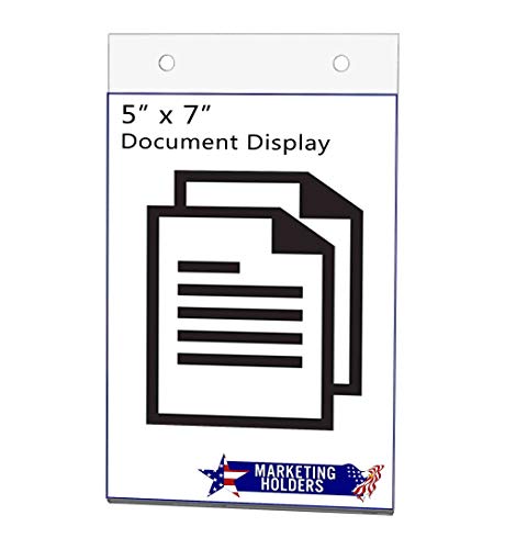 25 Pack Sign Holder for 5" x 7" Menus Event Notices and Announcements with Predrilled Holes and Hanging Hardware Clear Acrylic for Transportation Hubs and Financial Institutions by Marketing Holders - size: 5"w x 7"h