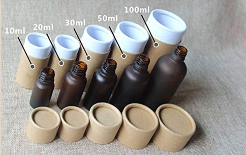 Kraft Empty Jar Tube Cardboard Boxes - Essential Oil Bottle Packaging Box with Lid - Round Paper Cardboard Box, 5pcs (50ML)