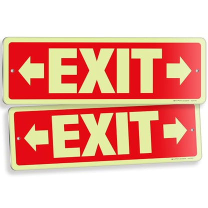 iSYFIX Exit Signs, 12x4 Inch, 2 Pack Directional Right & Left Arrow - color: Metal Righ&Left Glow, size: 2 Pk 12x4