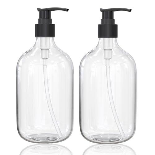 17 Ounce Clear Plastic Pump Bottle Dispenser for Essential Oil Lotion 2Pcs - size: 17 Ounce (Pack of 2)