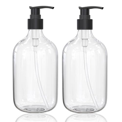 17 Ounce Clear Plastic Pump Bottle Dispenser for Essential Oil Lotion 2Pcs - size: 17 Ounce (Pack of 2)