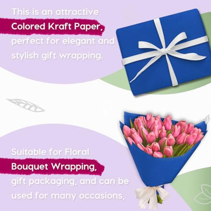 PerkHomy 48" x 1,440" (120') Blue Kraft Paper Roll for Craft Bulletin Board Paper Art Table Covering Crafting Gift Wrapping Bouquet Packing Parcel 80GSM 55LB (Blue, 48" x 120') - color: Blue, size: 48" Width x 120' Length
