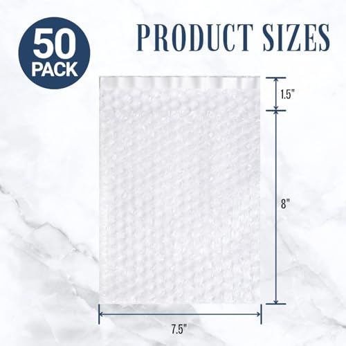 ALTERNIUM Self Seal Bubble Pouches - Bubble Bags for Packing, Packaging Filler for Moving - Cushioning Wrap for Fragile Items, Dish Packing Kit Shipping Supplies for Small Business - 7.5x8 Inch, 50pcs - size: 7.5"x8" - 50 pack