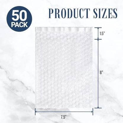 ALTERNIUM Self Seal Bubble Pouches - Bubble Bags for Packing, Packaging Filler for Moving - Cushioning Wrap for Fragile Items, Dish Packing Kit Shipping Supplies for Small Business - 7.5x8 Inch, 50pcs - size: 7.5"x8" - 50 pack