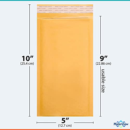 Kraft Bubble Mailers 5x10, Self Seal Padded Envelopes #00, 250 Pack Bulk - size: 5x10 / 250 Pack