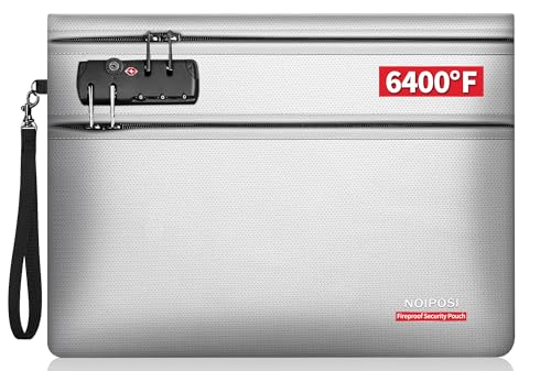 Noiposi 2-Pockets Fireproof Document Bag with Lock - color: Silver
