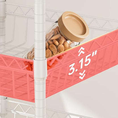 Golpart Basket Shelves Closet Rack with Wheels Metal Pantry Wire Shelf Unit - color: White, size: 6-tier-[13.6"Dx13.6"Wx63"H]