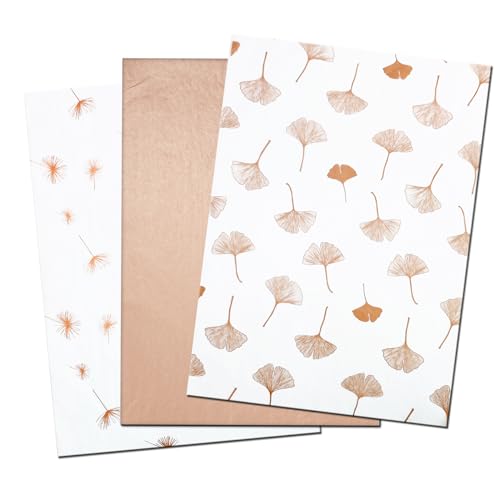30 Sheets Rose Gold Tissue Paper for Gift Bags, Metallic Ginkgo Leaves Dandelion Gift Wrapping Tissue Paper Bulk, Elegant Art Tissue for Graduation, Birthday Party Weddings,19.7x13.8inch - color: Ginkgo Leaf 30P