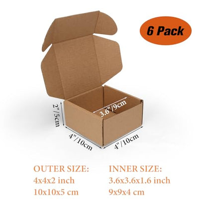 PHAREGE 6 Pack 4x4x2 inch Small Shipping Boxes, Brown Mailing Boxes - color: Brown, size: 4x4x2 inch 6 Pack