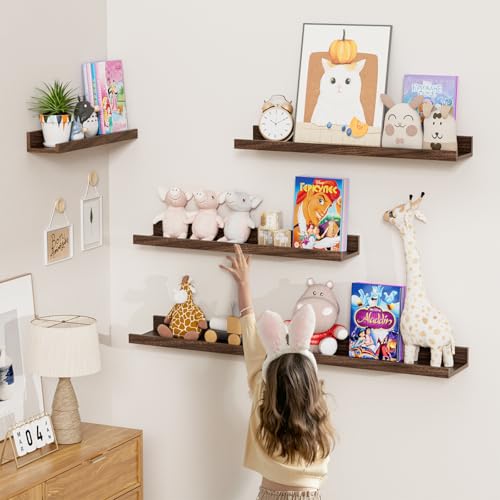 Heimlove 24 Inch Picture Ledge Set of 6 Walnut - color: Walnut, size: 24 inches set of 6