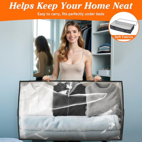 90L Under Bed Storage Containers, Storage Bags, Organizer, 4-Pack, Gray - color: Gray