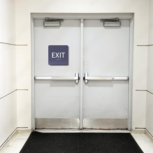6" X6" Exit Sign - ADA Compliant Tactile Graphics Grade 2 Braille Text Acrylic Wall Signs - Emergency Rescue Safety Door Sign for Schools, Offices, Businesses, and Restaurants - color: Coffee