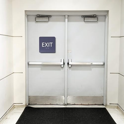 6" X6" Exit Sign - ADA Compliant Tactile Graphics Grade 2 Braille Text Acrylic Wall Signs - Emergency Rescue Safety Door Sign for Schools, Offices, Businesses, and Restaurants - color: Coffee