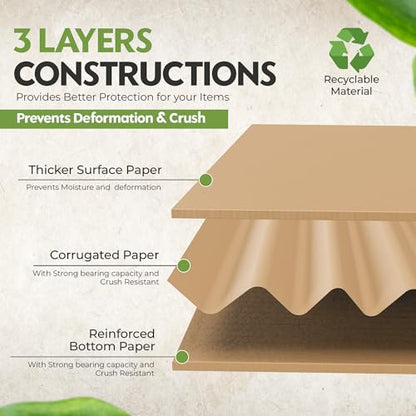 (15 Pack) Cardboard Shoe Boxes – Large 14.625x9.5x5.125 Inch | Heavy Duty Shoe Boxes for Shipping – Corrugated Mailing Boxes w/Self-Locking Lid – Excellent as Replacement Shoeboxes & Gift Packaging
