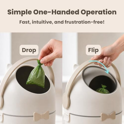 iTouchless Odor-Block Dog Poop Can, 4 Gal Ag+ Silver Ion Trash Bin, Ivory - color: Matte White / Ivory