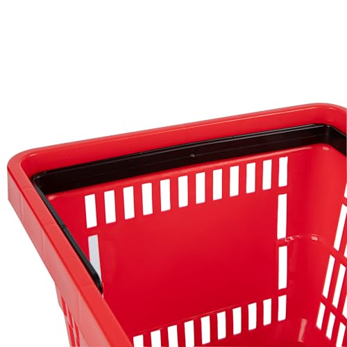Restaurantware Plastic Shopping Basket, Red, with Plastic Handles - style: Plastic Handles
