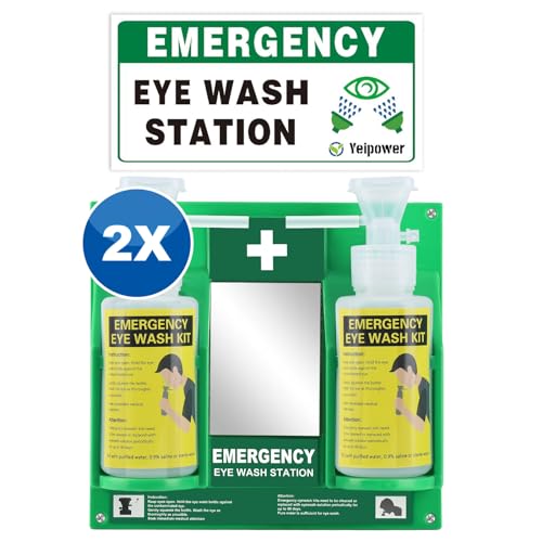 Portable Eyewash Station Kit OSHA-Approved - Yeipower Emergency First Aid Eye Wash Flush Bottles Wall Mounted 16oz No Solution 2 Pcs - color: 2 Pcs