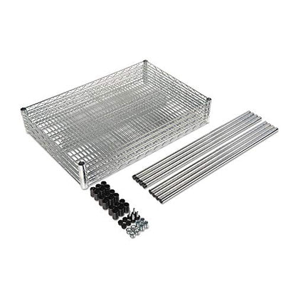 Alera ALESW503624SR Industrial Heavy Duty Wire Shelving Starter Kit, 4-Shelf, 36w x 24d x 72h, Silver - color: Silver, size: 36w x 24d x 72h