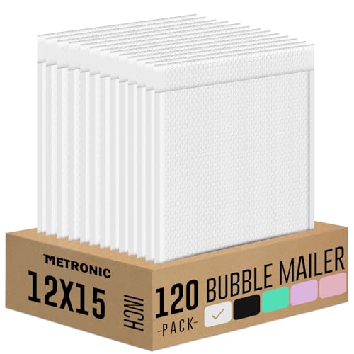 Metronic Large Bubble Mailers 12x15 Inch 120PC Padded Envelopes White - color: White, size: 12x15" 120PC