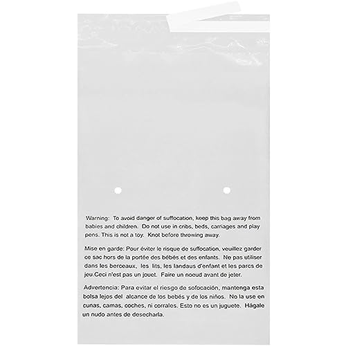 EcoSwift - 14” X 18” (20 Count) Self Seal Clear Poly Bags with Suffocation Warning for Packaging, Shipping - Permanent Adhesive