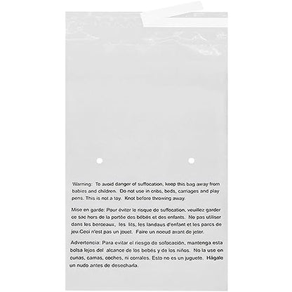 EcoSwift - 14” X 18” (20 Count) Self Seal Clear Poly Bags with Suffocation Warning for Packaging, Shipping - Permanent Adhesive