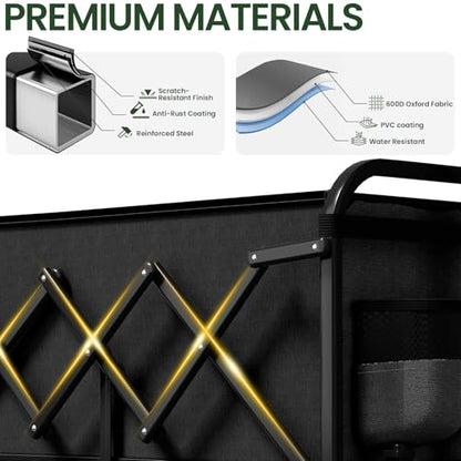 Foldable Wagon, Collapsible Wagon with Wheels, Small Wagons Cart with Flexible Handle, Portable Grocery Utility Wagons for Camping, Garden, Sports, Black