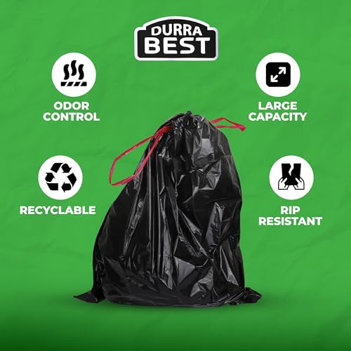 Heavy-Duty Trash Bags – 144 count, 18 Gallon Black, Ultra Thick Drawstring Garbage Bags – Leak-Resistant for Home & Commercial Use, Big Trash Bags - color: Black, size: 1 Count (Pack of 144)