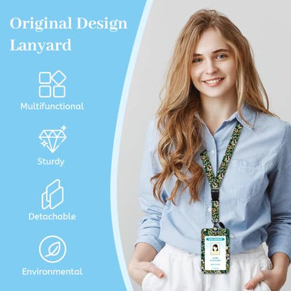 Hancynir Butterfly Lanyard for Id Badge, Badge Holder Retractable Reel Clip - color: Butterfly Flowers
