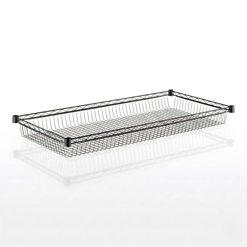 24" x 48" NSF Additional Wire Shelf Basket, Heavy Duty Replacement Black Shelf for Commercial Racks - color: Black, size: 24" x 48"