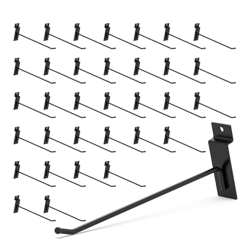 HUHOLE 32PC 8 Inch Slatwall Hooks Steel Hangers - style: Slatwall Hooks 8 Inch