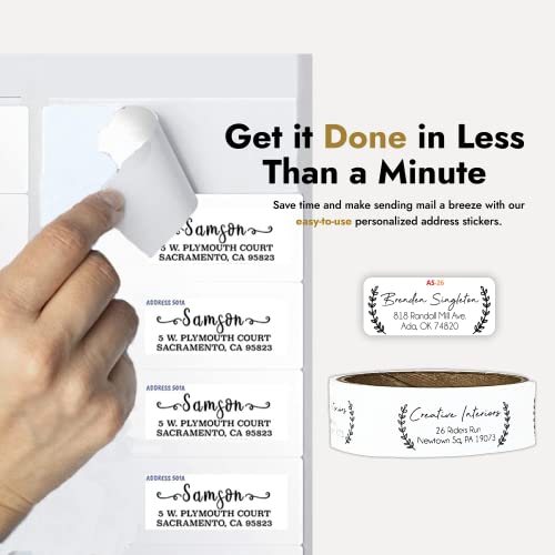 Return Address Labels Personalized, 500 Rolls, 2.6"L x 0.75"H - White Matte Finish Personalized Address Labels - Made in USA Return Labels Personalize Self Adhesive - Perfect Custom Address Labels - size: Roll of 500 Labels