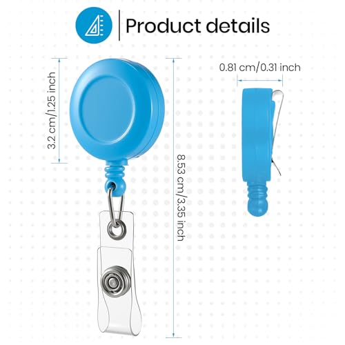 Zonon 100 Pcs Retractable Badge Reel Clip ID Card Holder,Light Blue - color: Light Blue