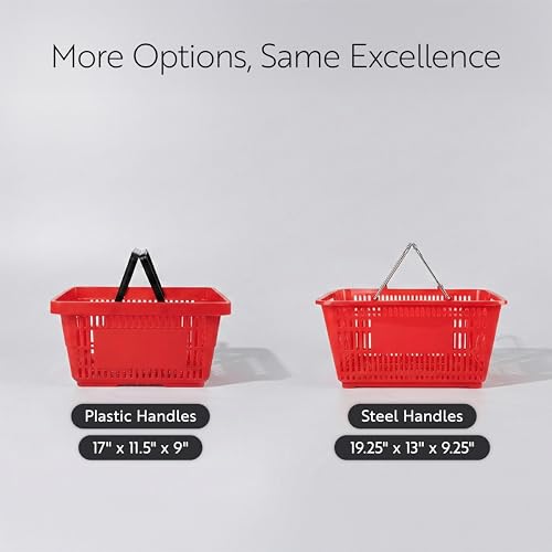 Restaurantware Plastic Shopping Basket, Red, with Plastic Handles - style: Plastic Handles