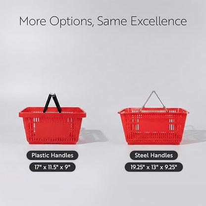 Restaurantware Plastic Shopping Basket, Red, with Plastic Handles - style: Plastic Handles