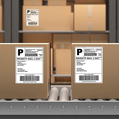 POLYSELLS 1000pcs 4x6 Direct Thermal Shipping Labels, White Perforated Fanfold Lables, 1000 Labels per Stack- Commercial Grade - style: 1 Stack I 1000 Labels
