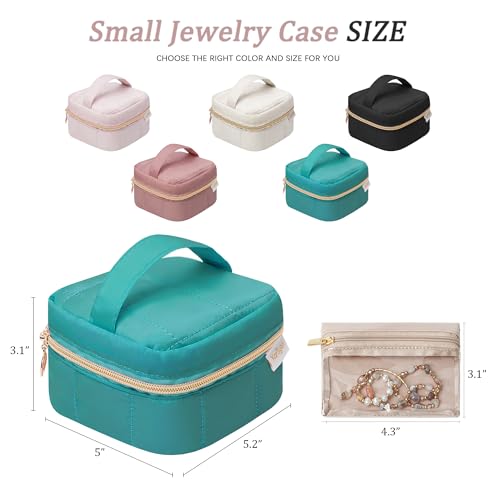 KarSyon Travel Jewelry Case Organizer Boxes with 8 Velvet Zipper Pouches - color: Teal, size: Small