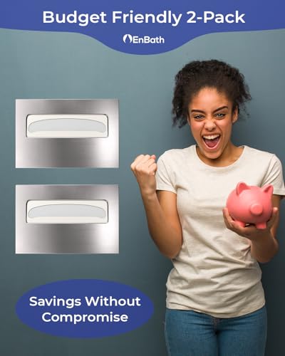 Toilet Seat Cover Dispenser Wall Mount (2-Pack) - Premium Grade 304 Stainless Steel Commercial Toilet Seat Cover Holder with Enhanced Design for Easy Loading, Secure Fit, and Improved Mounting - size: 2-Pack