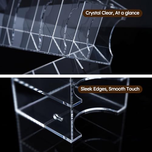FEMELI Acrylic Belt Organizers for Closet 7-Slots Belt box with Dust Cover - size: 7 Compartments with Lid