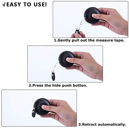 Tape Measure Body Measuring Tape 80inch/205cm Lock Pin Retract Tape Measure for Tailor Fitness Clothes Sewing Handcrafts Weight Loss Body Measurement - color: Black Black White 3 pack