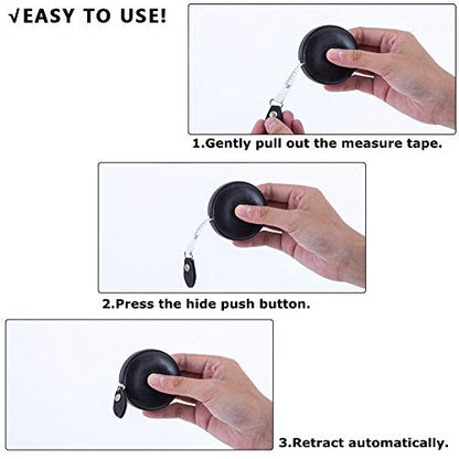Tape Measure Body Measuring Tape 80inch/205cm Lock Pin Retract Tape Measure for Tailor Fitness Clothes Sewing Handcrafts Weight Loss Body Measurement - color: Black Black White 3 pack