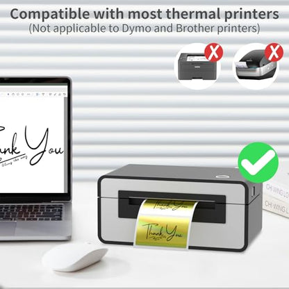 MFLABEL 2.25" x 1.25" Holographic Gold Thermal Labels, 500pcs Waterproof Self-Adhesive Printable Stickers for Thermal Printers, Small Business Logo, Barcode, Packaging - color: 2.25 X 1.25 Gold, size: 1 Rolls