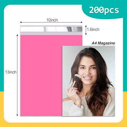 Poly Mailers 10x13 Inch, 200 Pack, Pink Shipping Bags, 2.4 Mil - color: Pink, size: 10x13 Inch 200 Pcs