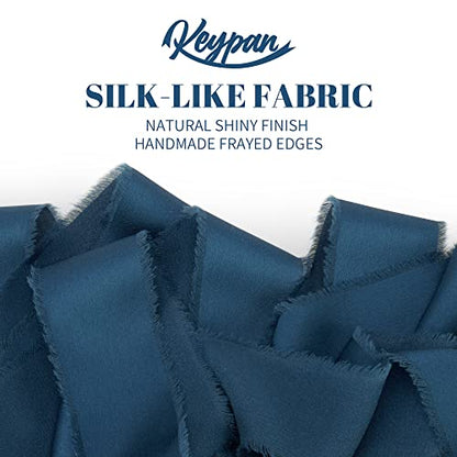 Keypan Dark Blue Frayed Satin Chiffon Ribbon, 1.5 Inches, 21 Yards - color: Blue