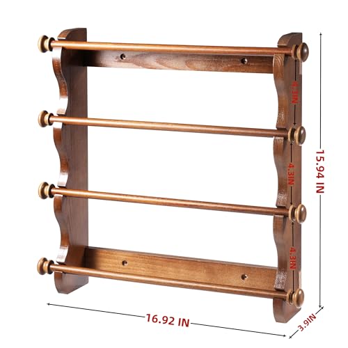 4 Tier Wooden Bracelet Holder Wall-Mounted Bangle Watch Necklace Display - style: 4 Tier Wall Monuted