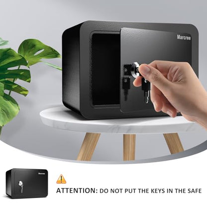 Marcree 0.23 Cub Safe, Small Safe Box with Key, Mini Safe for Kids - color: 0.23 cuft-BLACK