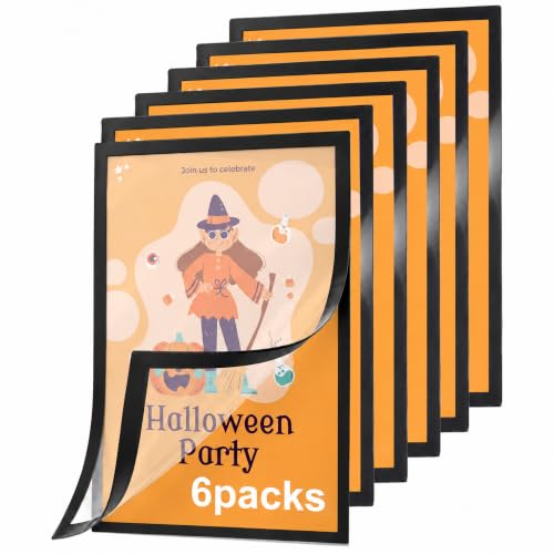 Inpack Magnetic Sign Holder 8.5x11, Reusable Adhesive Frames, 6-Pack, Black - size: 8.5'' x 11''-6 PACK