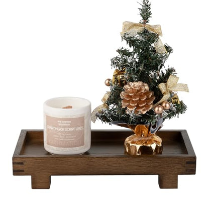 Bathroom Counter Tray Wooden Riser Display Kitchen Soap Holder, Walnut - color: Walnut, size: 9.4" x 4.7" x 1.7"