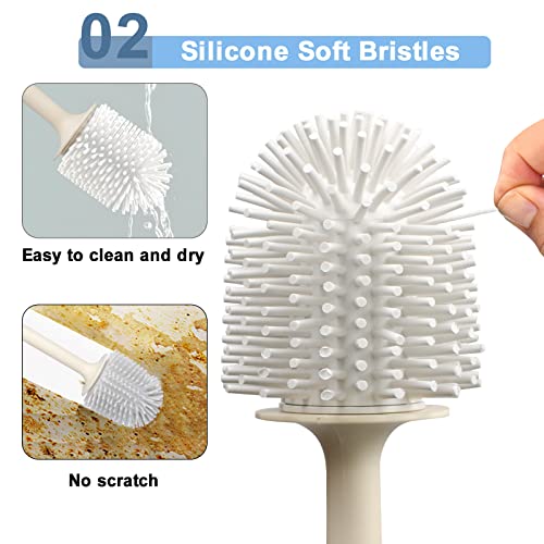 Toilet Brush Dinosaur Shape,Cute Shape Look, TPR Bristles Round Brush, Compact Size Toilet Brushes Floor Standing, 1-Pack - color: Blue