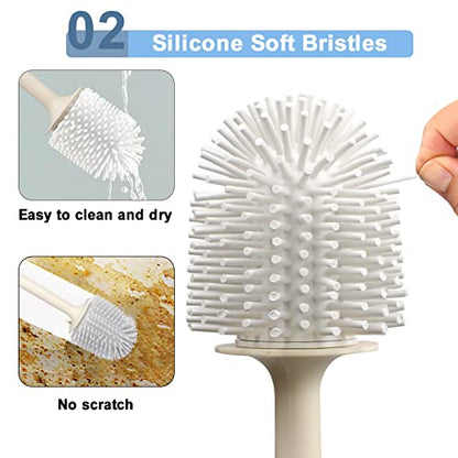 Toilet Brush Dinosaur Shape,Cute Shape Look, TPR Bristles Round Brush, Compact Size Toilet Brushes Floor Standing, 1-Pack - color: Blue