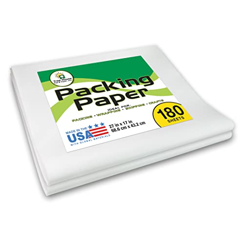 Tree House Packing Paper for Moving – 180 Newsprint Packing Paper Sheets – 27” x 17” Paper for Packing Dishes, Shipping, and Moving Supplies – Recyclable Movers’ Paper – Made in USA - size: 180 Sheets